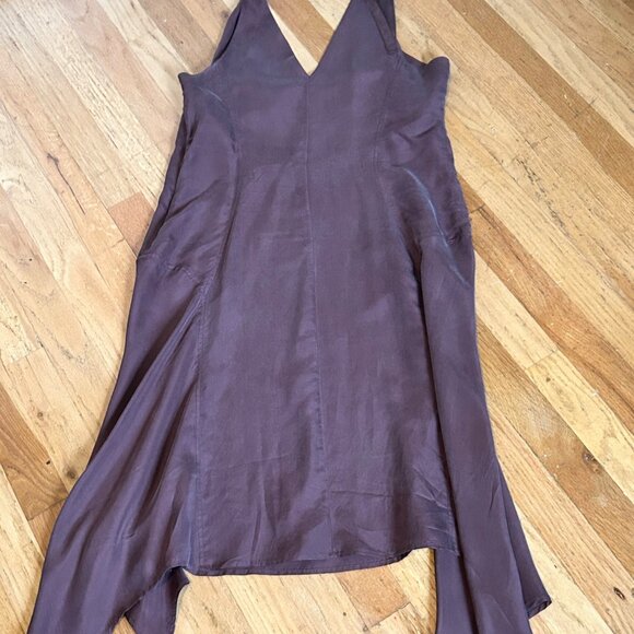 Ana Nonza Chocolate Brown Silk Slip Dress L - Picture 4 of 12